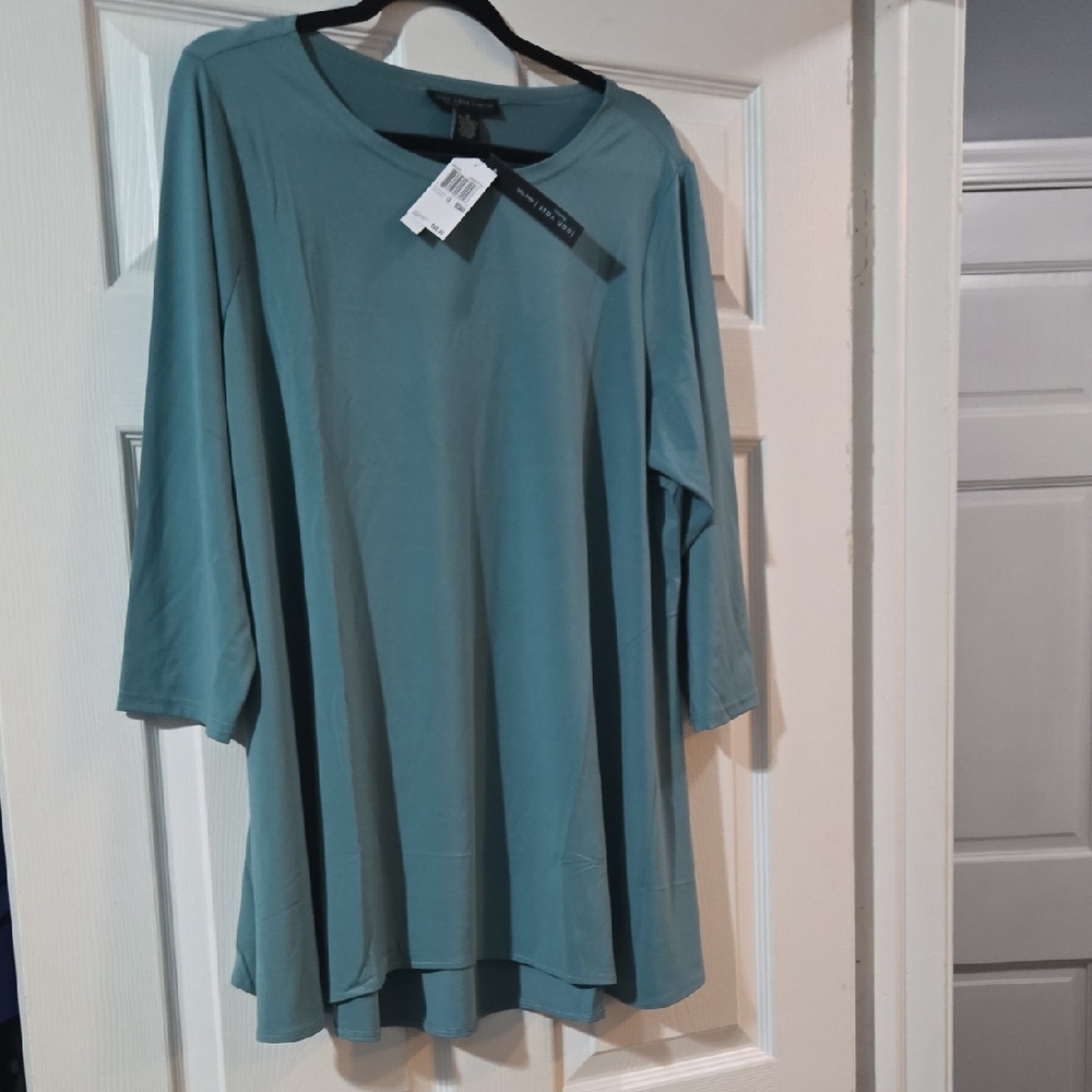 Joan Vass Teal Tunic Top